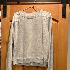 Aeropostale Gray Lace Shoulder Sweatshirt